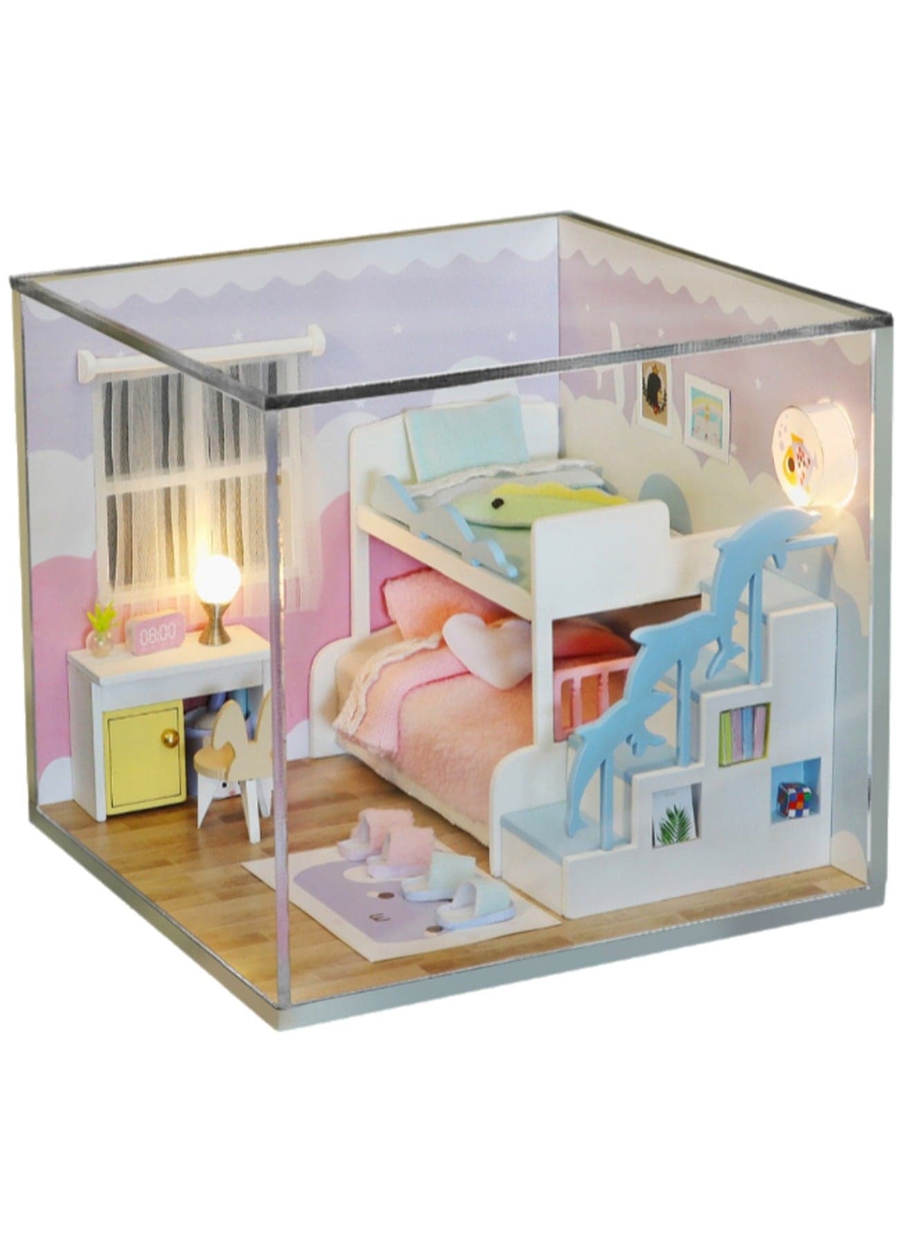 Double Bed Bedroom Diy Miniature House Kit Crafts Toys For Adults And Kids Mini House Building Kit Gift