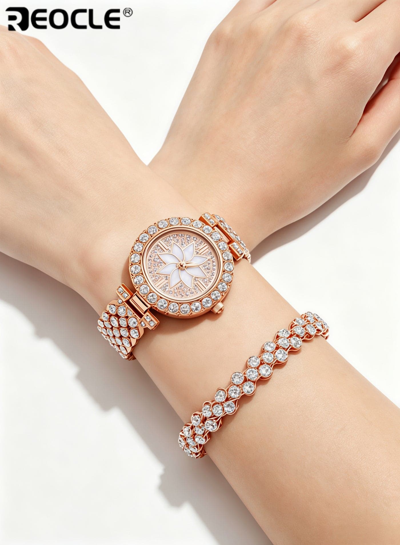 Women's Luxury Bracelet Watch Set Premium Crystal Accented Bangle Watch and Bracelet Set Best Gifts for Friend & Girlfriend