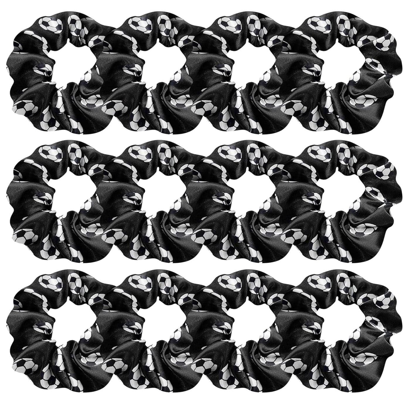 12 Pcs Shiny Soccer Hair Scrunchies Cheer Soccer Uniforms Scrunchie School PerformanceSportsPracticePartyGymnastics Scrunchie Ponytail Holder Wrist for Girls Cosplay Show Black
