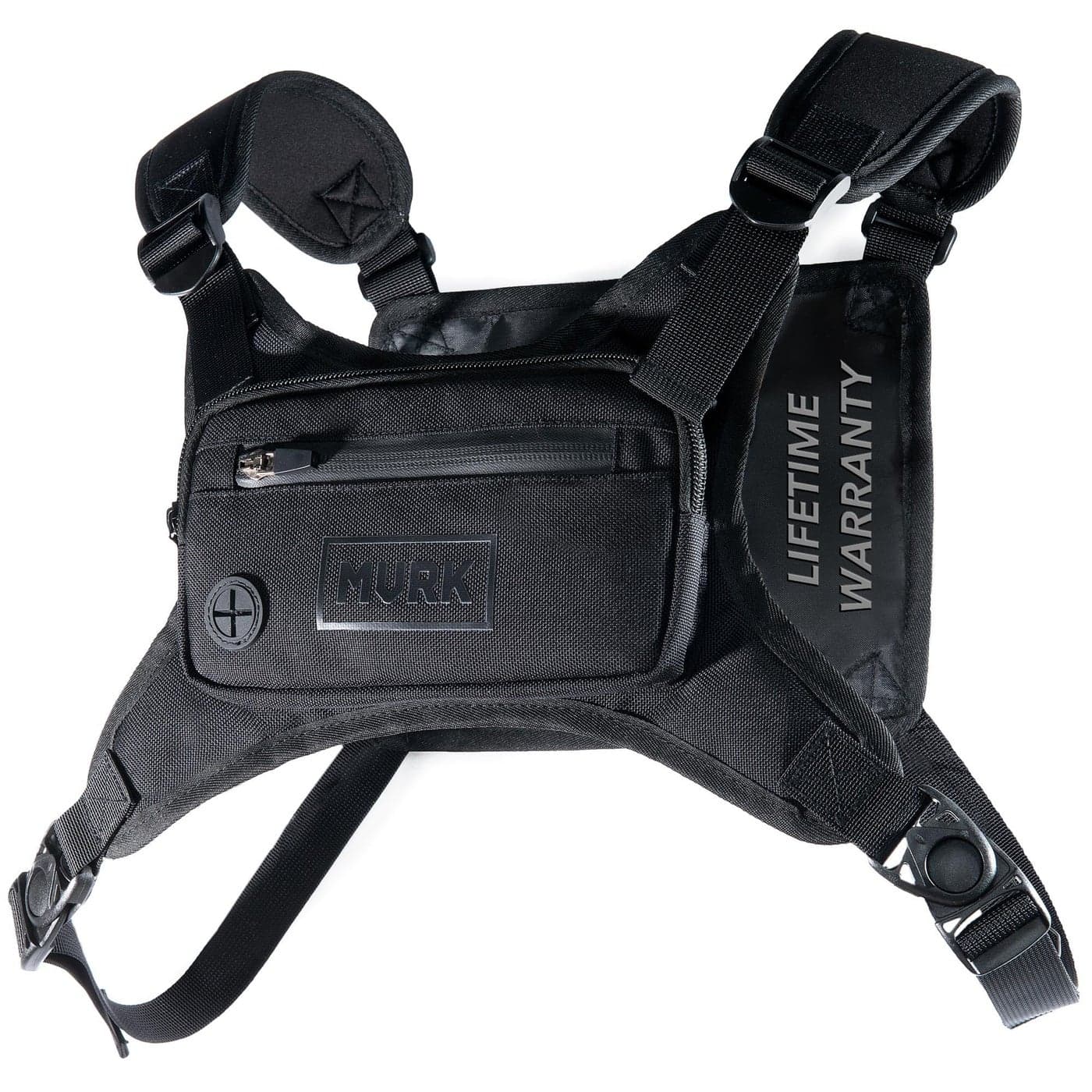 MVRK Water Resistant Chest Pack - Minimalist Running Pack For Workouts, Running Phone Holder With Extra Storage, Lightweight Running Vest, Running Backpack with Reflective Back (Black)
