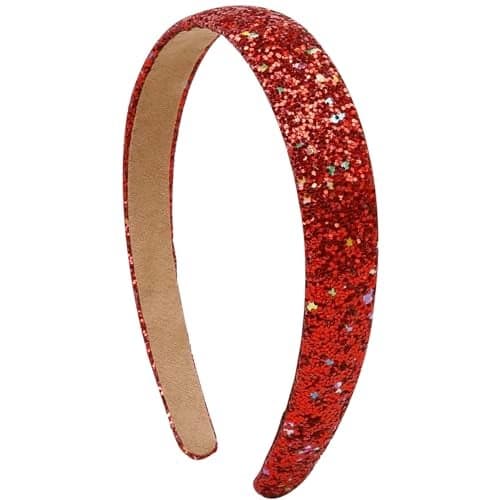Huachi Glitter Headbands for Women Non Slip Fancy Headband Sparkle Headbands Cute Head Band for Womens Hair Hair Accessories for Birthday Party Favors Christmas Red Sequin Headband