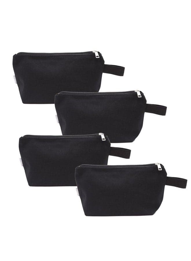 100% Cotton 16oz Heavy Duty Multi-purpose Canvas Zipper Cosmetics Makeup Travel Toiletry Organizing Pouch 4-pack