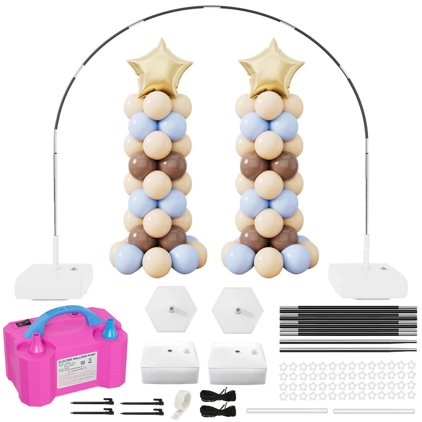 rubfac 2in1 Balloon Arch Kit 72ft Balloon Arch Stand with Electric Pump Adjustable Balloon Arch Frame with Water Fillable Base for Wedding Birthday Baby Shower Party Decorations