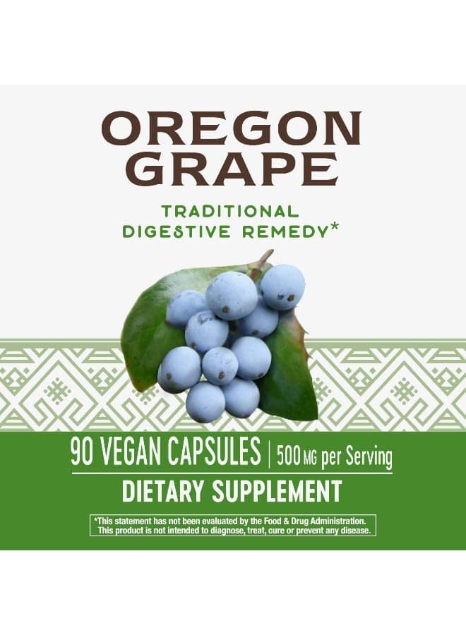 Oregon Grape 500mg - 90 Vegan Capsules Packaging May Vary