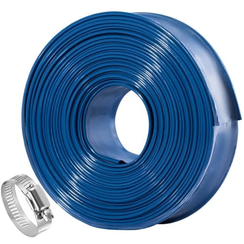 ZY-hosetube Pool Backwash Hose 2 inch × 25 ft Thicken Blue Water Discharge Pipe Lay Flat Tubing Hose for Backwash Pool Filter, Drain Pool Pond Water (2in-25ft Vinyl Tubing)