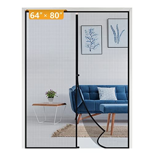 Yotache Magnetic Screen Door Fits Door Size 64 x 80, Screen Size 66" x 81" Strengthened Fiberglass Net Curtain for Patio Sliding French Doors Black