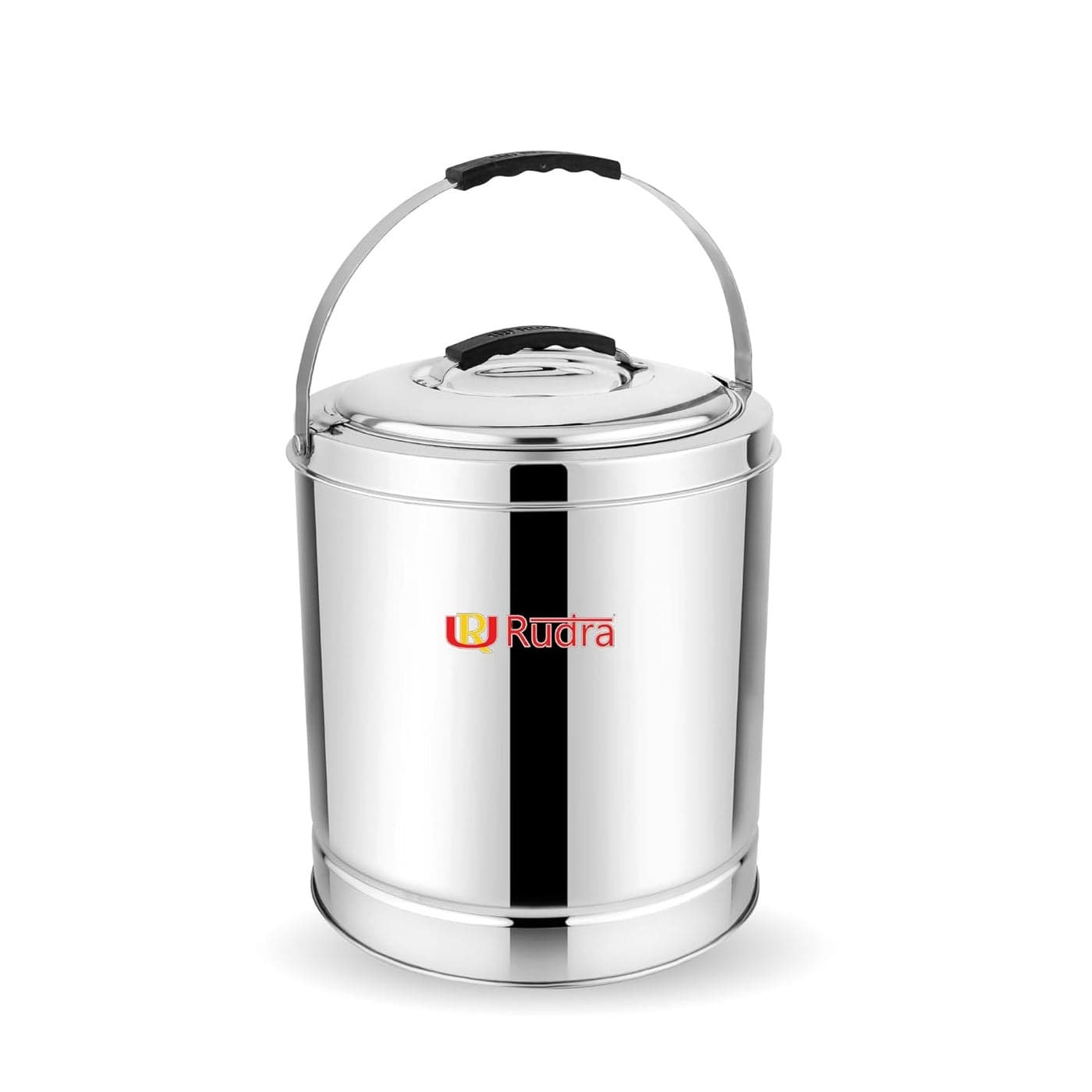 Rudra Stainless Steel Toll Boy Small Stainless Steel Traditional Hot Pot Puff Insulated Hot Cold Container Casserole with Side Handles Silver 75L
