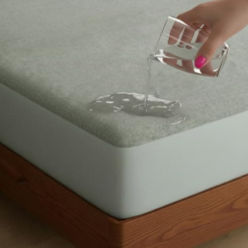 Livspace 100% Waterproof Premium Cotton Mattress Protector Single Bed | 78" x 36" | Mattress Cover, Noiseless, Breathable & Hypoallergenic Bed Protector, Fits Upto 10" - Bello Pure Canopy (Steel Grey)
