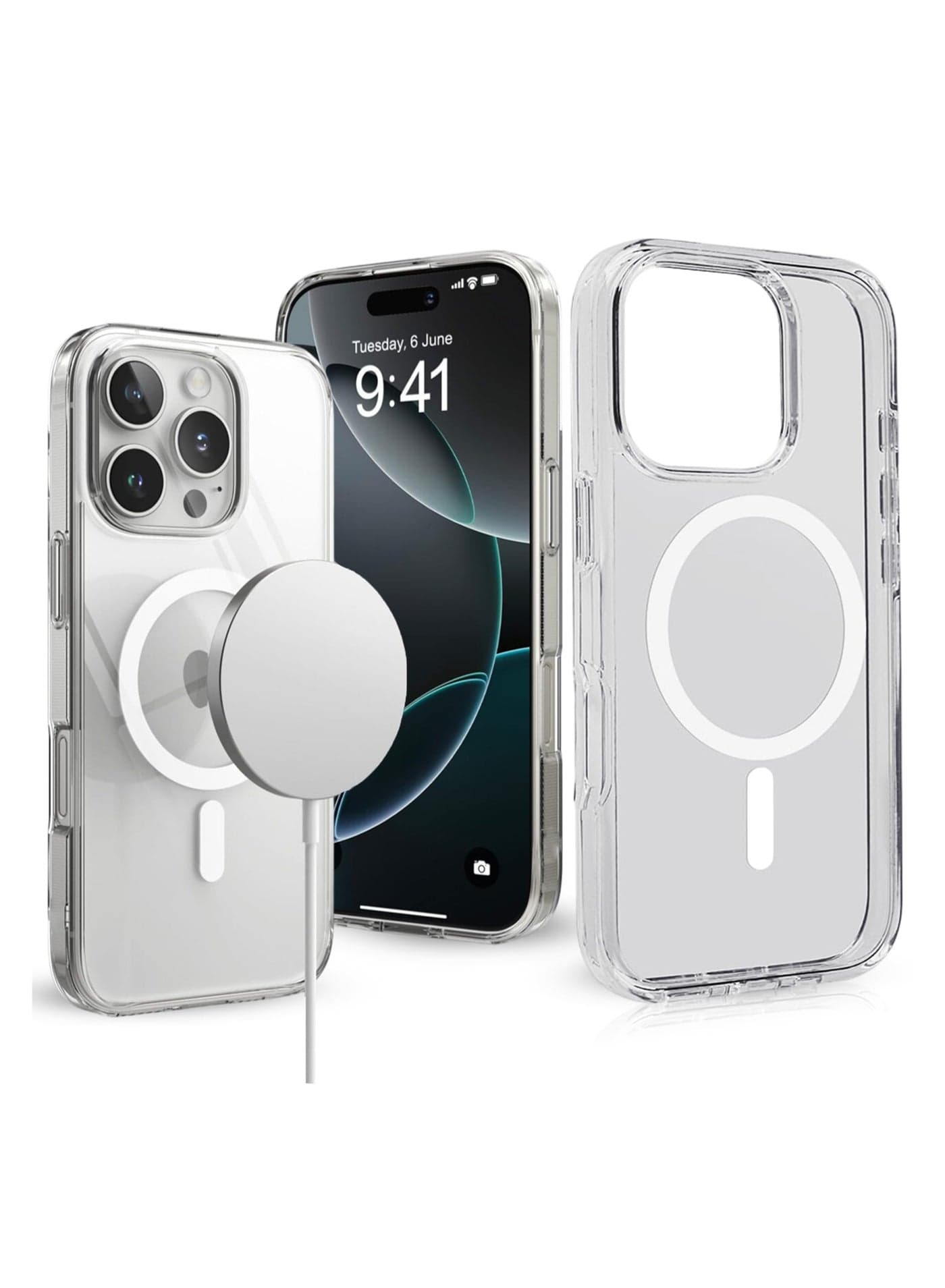 Magnetic Case Cover for iPhone 16 Pro Max 5G, Compatible with MagSafe,Anti-Yellowing Crystal Clear Shockproof Protection Back Cover, Ultra Slim Strong Magnet Phone Shell Case for iPhone 16 Pro Max 5G