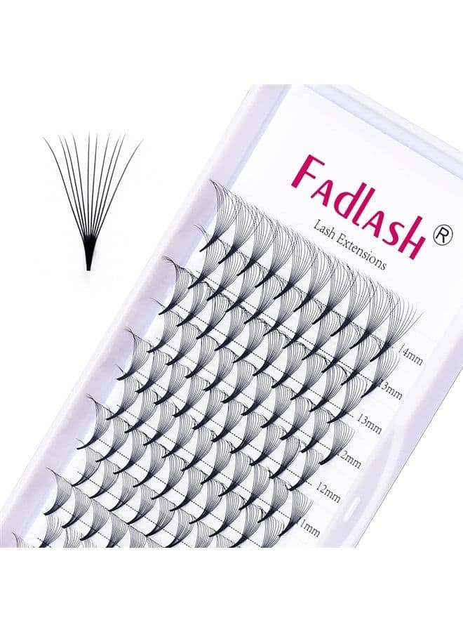 Premade Fans Eyelash Extensions 10D Lash Extensions Premade Fans 0.05 0.07 Thickness Pre Fanned Volume Lash Extensions C D Curl by FADLASH (10D-0.07-D, Mix 8-14mm)