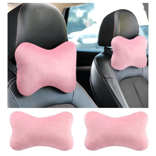 YGDMD 2PCS Car Headrest PillowSoft Comfortable Car Neck Pillow for Driving Fatigue RelieveAllSeason Universal Cars Head Rest Pillows Automotive Interlor Accessorles for Cars Pink2PCS
