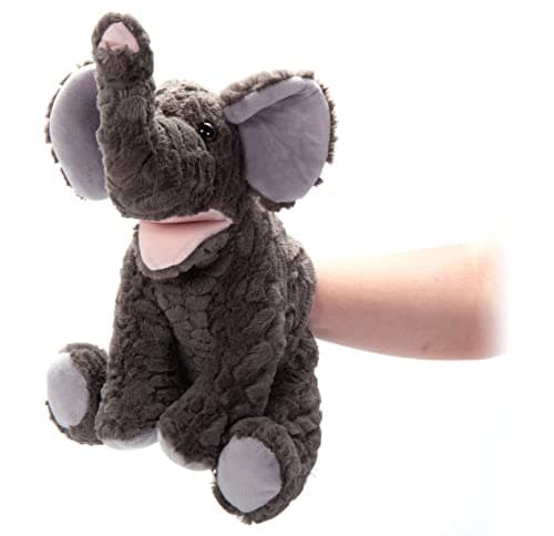 The Petting Zoo Elephant Hand Puppet Stuffed Animal Plushie Gifts for Kids Puppetz Animals Elephant Interactive Puppets Plush Toy 12 Inches