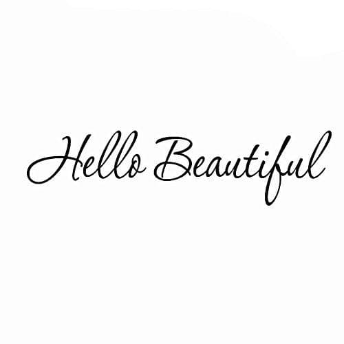 Hello Beautiful Wall Decal Inspirational Quotes Mirror Stickers VWAQ 1620 (22" W X 6" H)