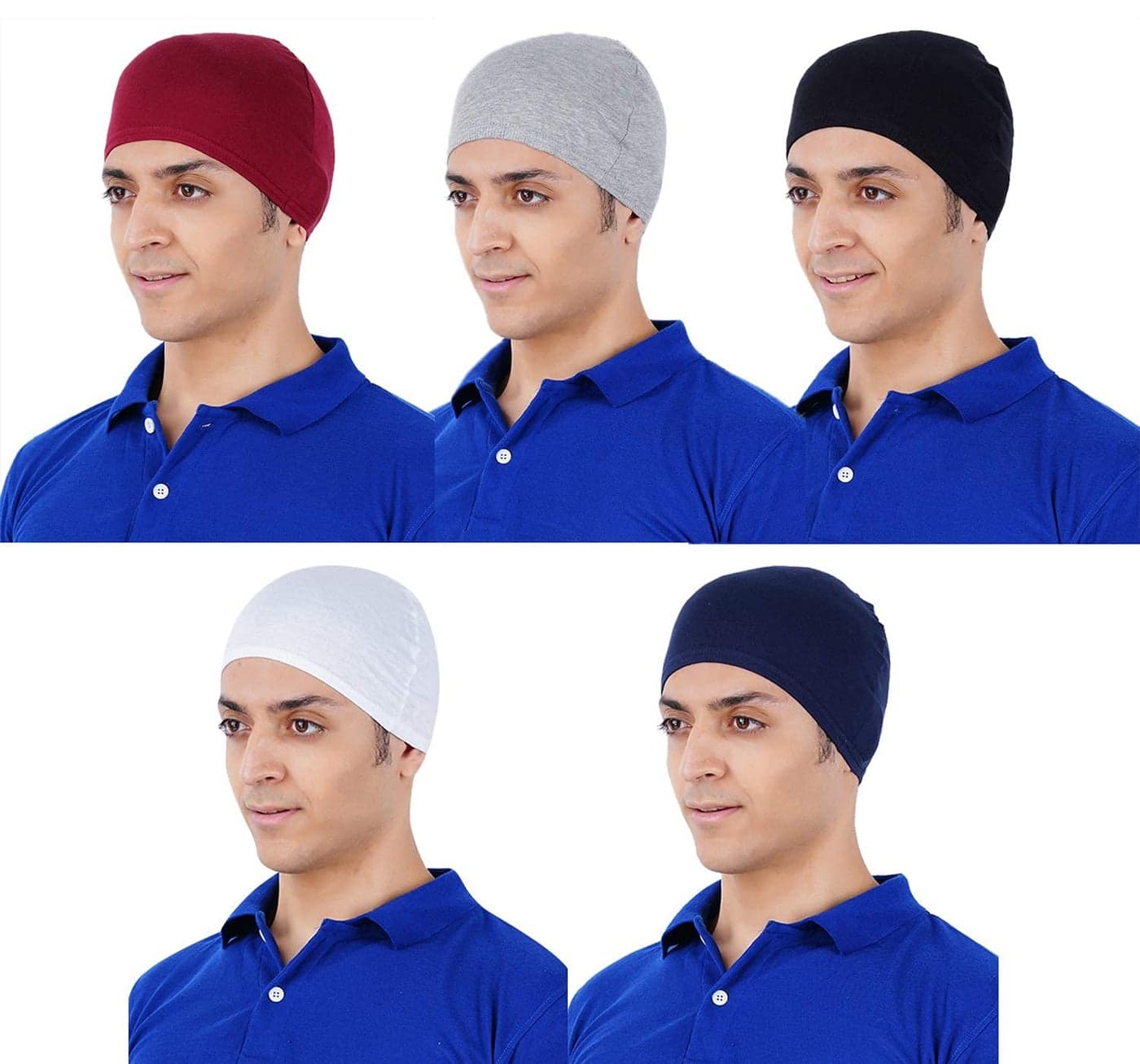 Pride Apparel Men's Cotton Cap (Pack Of 5) (Helmet Ctn Cap 5_Free Size), Multicolour