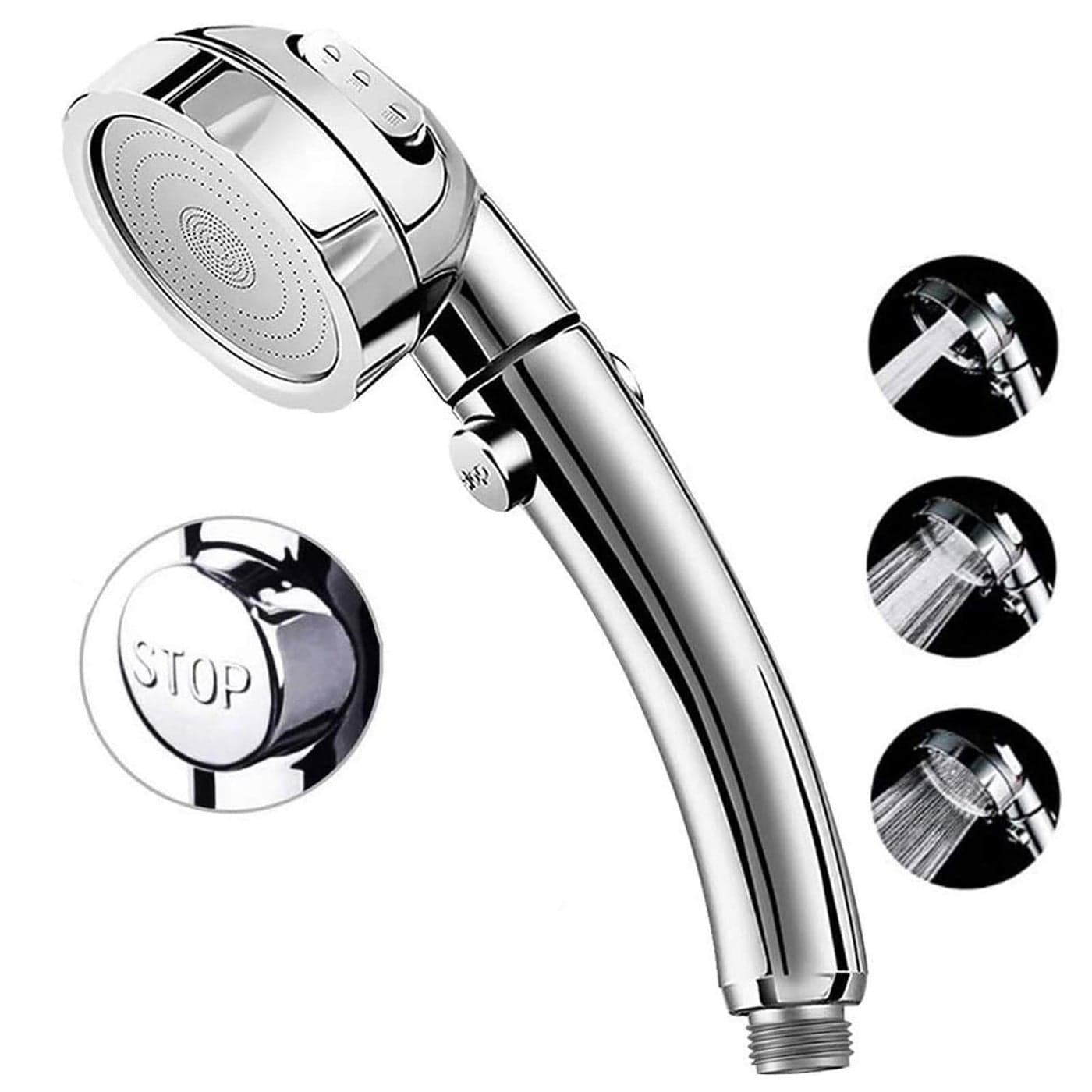 Marbrasse High Pressure Shower Head 3Settings Handheld Showerhead with ONOff Full Shutoff Push Button and Switch to Control Flow AngleAdjustable Water Saving Body SpraysChrome