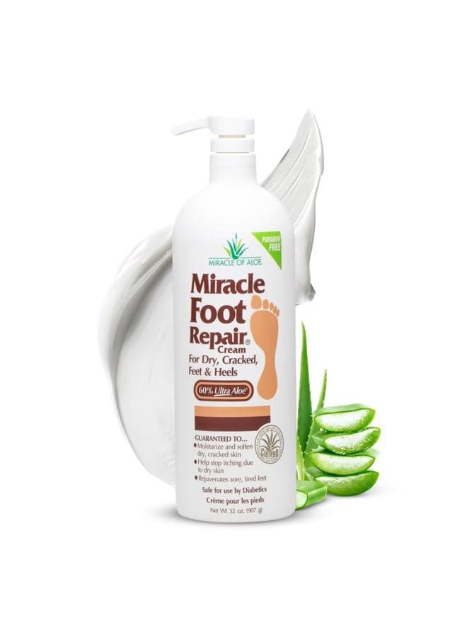 Foot Repair Cream, 32 oz Repairs Dry Cracked Heels and Feet, Diabetic-Safe, 60% Pure Ultra Moisturizes, Softens, and Repairs, Relief for Ingrown Toenails