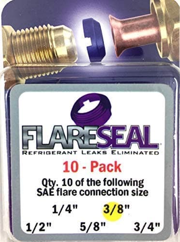 FlareSeal® 3/8" - 10 Pack Model FS06-10PK Leak Free 3/8” SAE Flare Seal Fitting - Refrigeration, HVAC, Flare Leak, Ductless, Schrader Valve, Mini Split or VRV Applications (3/8", 10 Pack) j