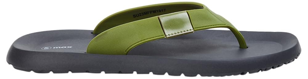 Men Ribbed V-Strap Flip Flops,OLIVE GREEN,40