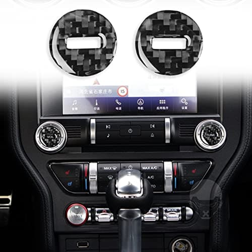 winterwell Car Interior Accessories Real Carbon Fiber Compatible with Ford Mustang(2015-2020 Multimedia Decoration 1)