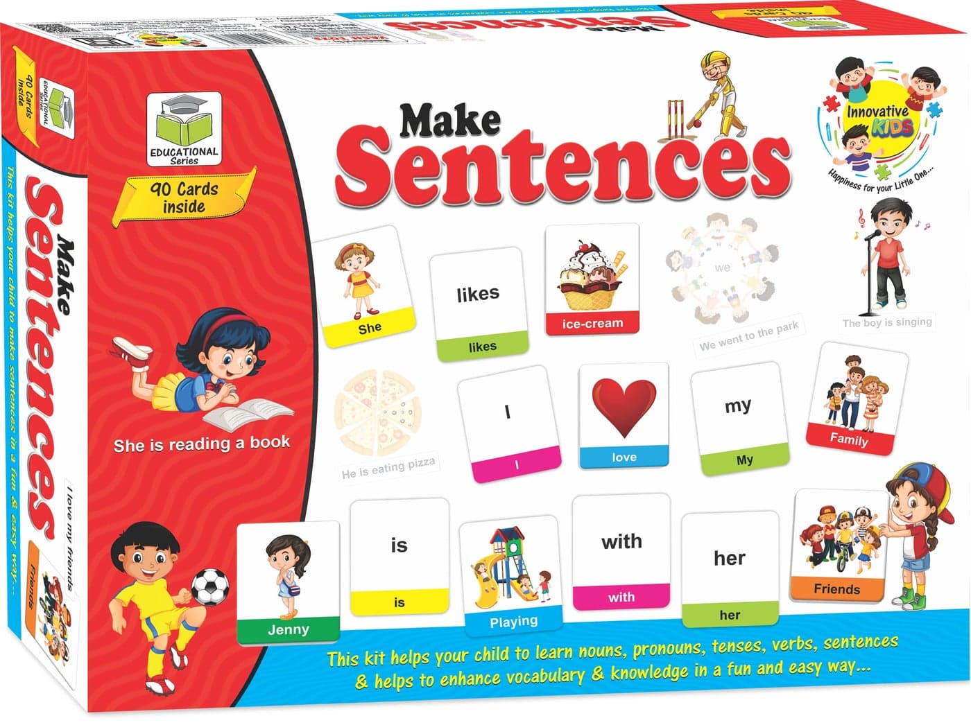 Smart Picks Educational Make a Sentence Puzzle for Kids, 90 Pieces, Learning Nouns Pronouns Verbs Tenses Vocabulary