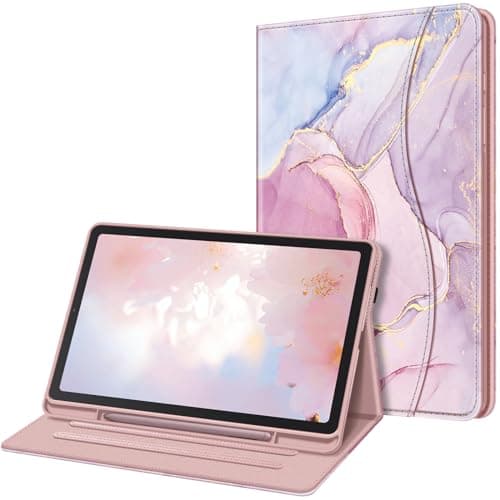 Fintie Case for Samsung Galaxy Tab S6 Lite 10.4 Inch 2024/2022/2020 with S Pen Holder, Multi-Angle Viewing Soft TPU Back Cover with Pocket Auto Wake/Sleep, Glittering Marble