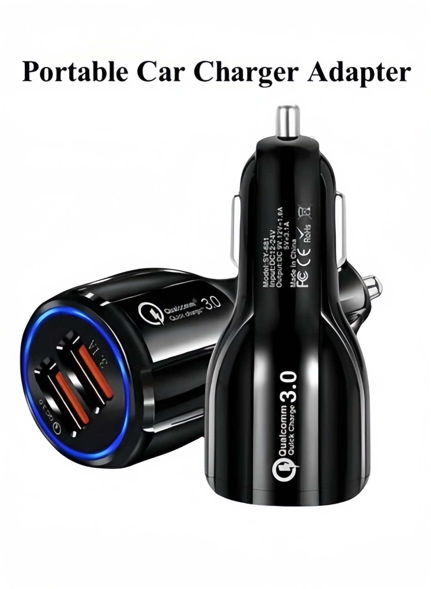 Car Charger Adapter 3.0 Portable USB with Fast Charge Technology & Dual Ports Compatible with Apple iPhone & Android & Tablet & Other USB Device