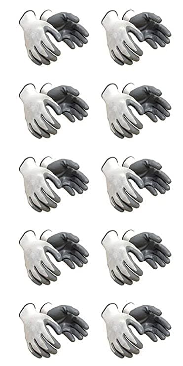 SR Traders Nylon Industrial Home Safety Cut Resistant Hand Gloves White Grey 10 Pairs