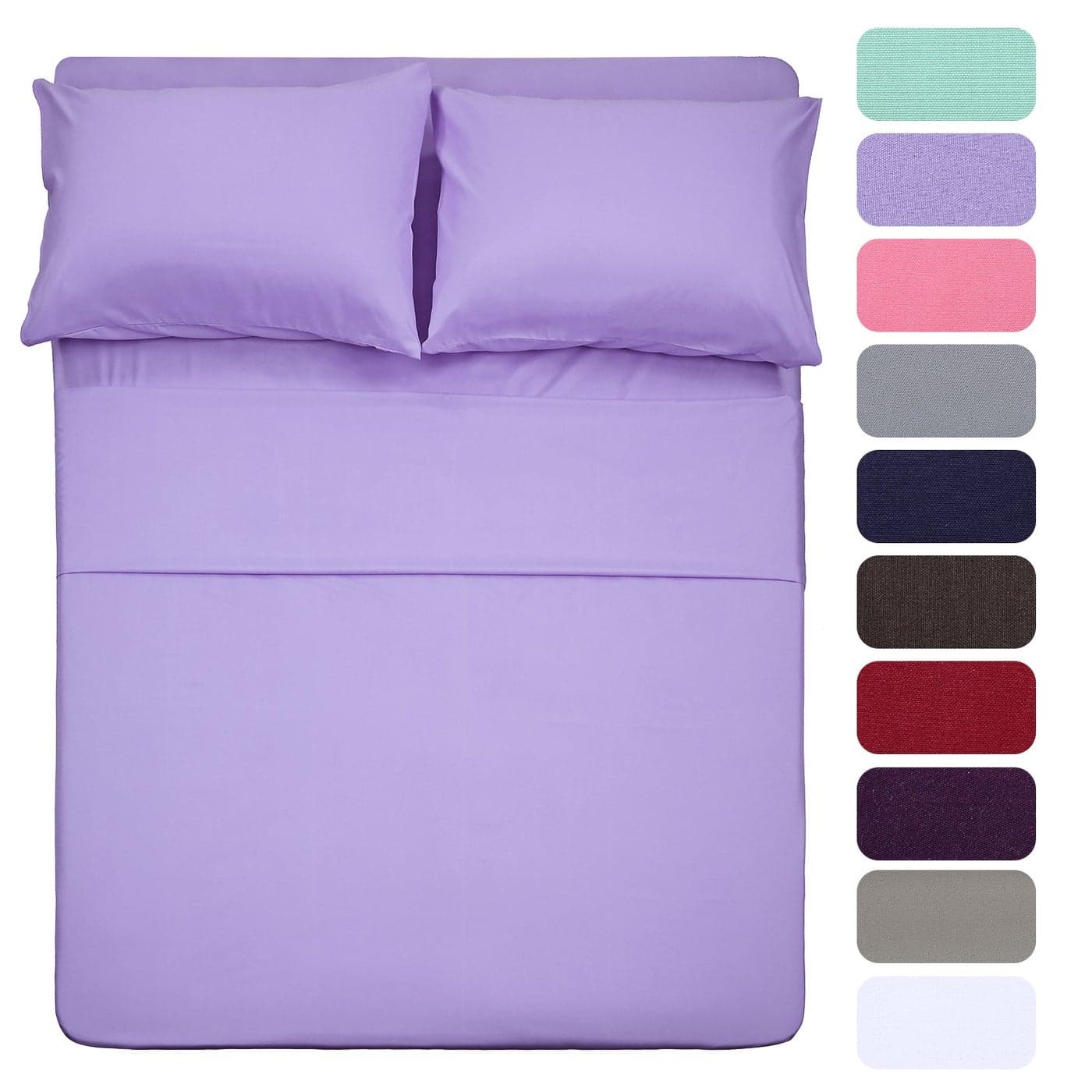 4 Piece Bed Sheet Set QueenLavender 1 Flat Sheet1 Fitted Sheet and 2 Pillow CasesBrushed Microfiber Luxury Bedding with Deep Pockets