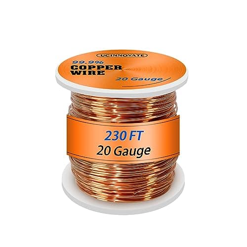 UCINNOVATE 20 Gauge Copper Wire, 230FT Soft Pure Copper Wire for Jewelry Making, Gardening, Crafting, 0.8mm Diameter, Metallic Copper, Part Number UC-8001150