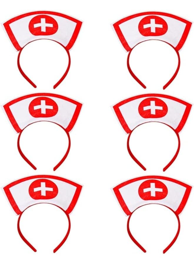 6 Pcs Halloween Nurse Hat Headband, Hair Hoops Nurse Cosplay, Headbands Masquerade Nurses Cap Headbands, Nurse Costume Accessory