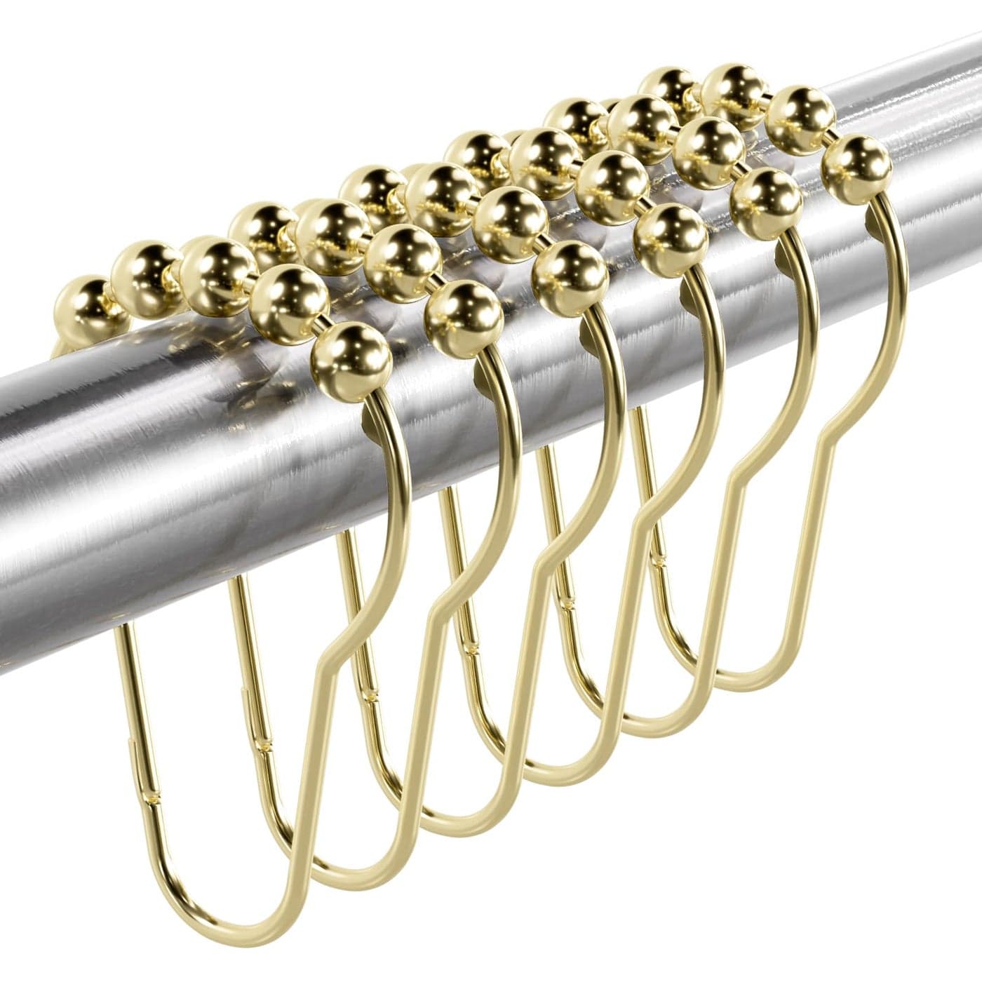 Titanker Gold Shower Curtain Rings RustResistant Metal Shower Curtain Hooks for Bathroom Shower Rods Shower Hooks Rings for Curtain Set of 12