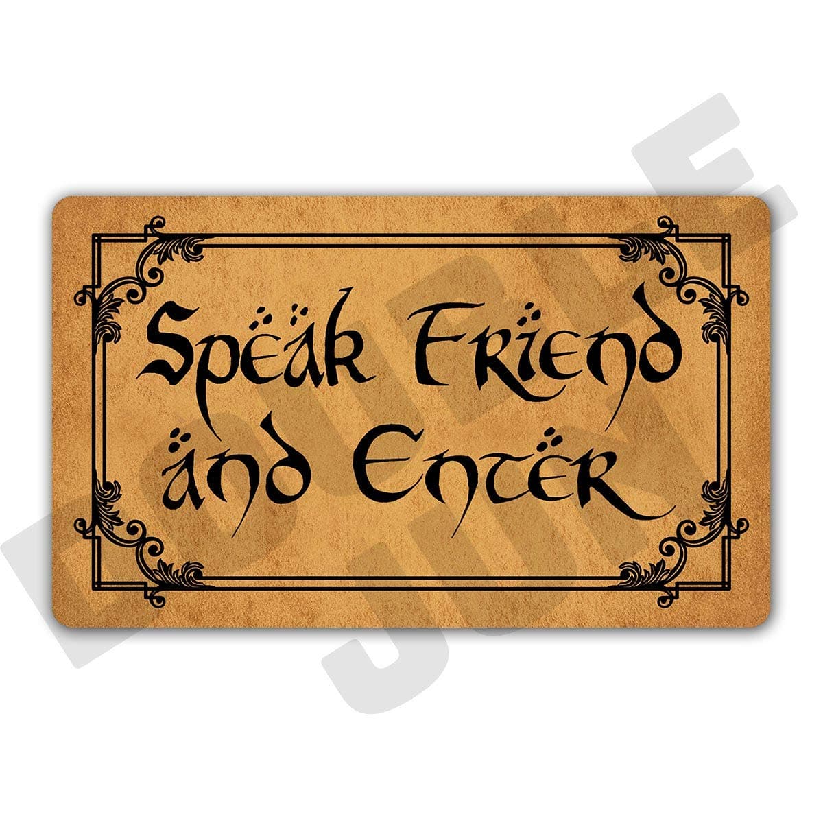 DoubleJun Funny Speak Friend and Enter Entrance Mat Floor Rug IndoorFront Door Mats Home Decor Machine Washable Rubber Non Slip Backing 295W X 177L