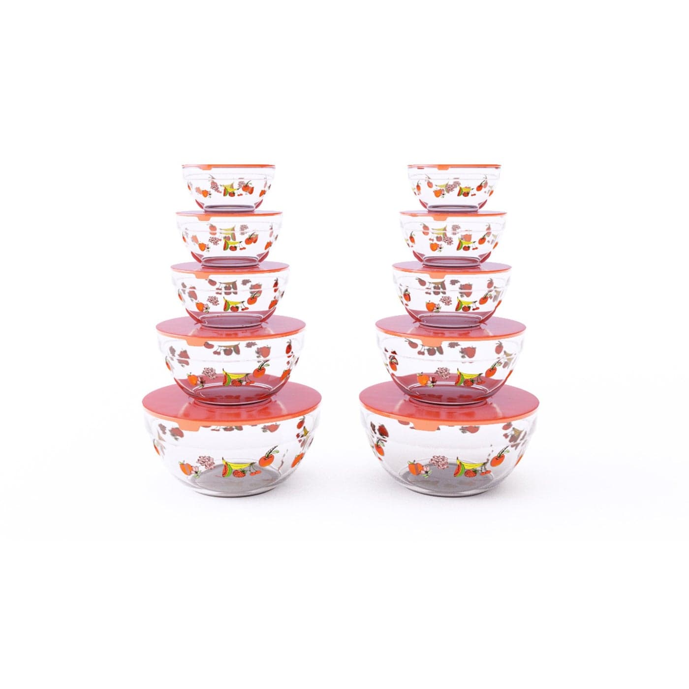 20Piece Glass Food Storage Bowls with Lids Set Fruit Design Set with Multiple Sizes for Storage Meal Prep Mixing and Serving by Chef Buddy