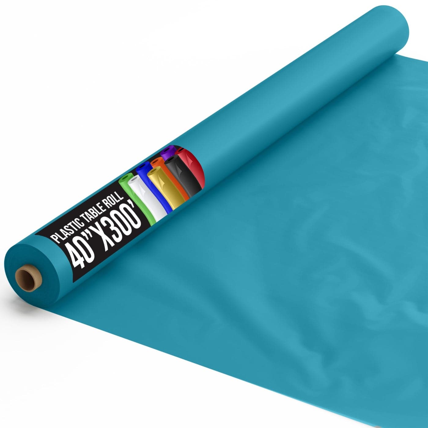Exquisite Party Solids Turquoise Plastic Table Cover Roll 40 X 300 Table Cloth Plastic Cover Roll Premium Quality Thick 05 MIL Banquet Rolls Disposable Tablecloth Rolls