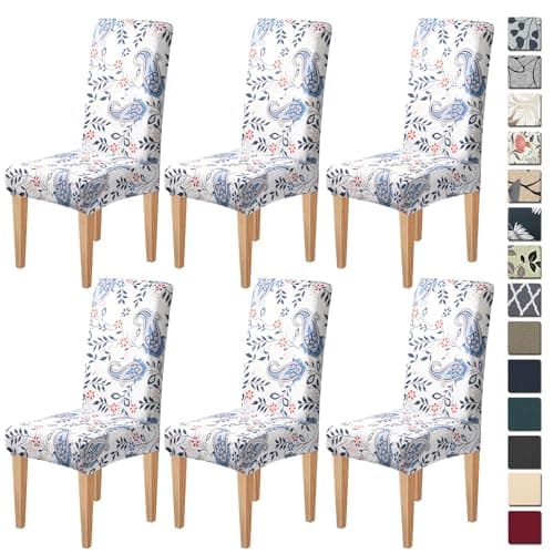 Dioxide High Stretch Chair Covers for Dining Chairs, Washable Dining Chair Covers Set of 6, Soft Kitchen Chairs Seat Covers, Parsons Chair Slipcovers Protectors for Home Hotel Restaurant Banquet