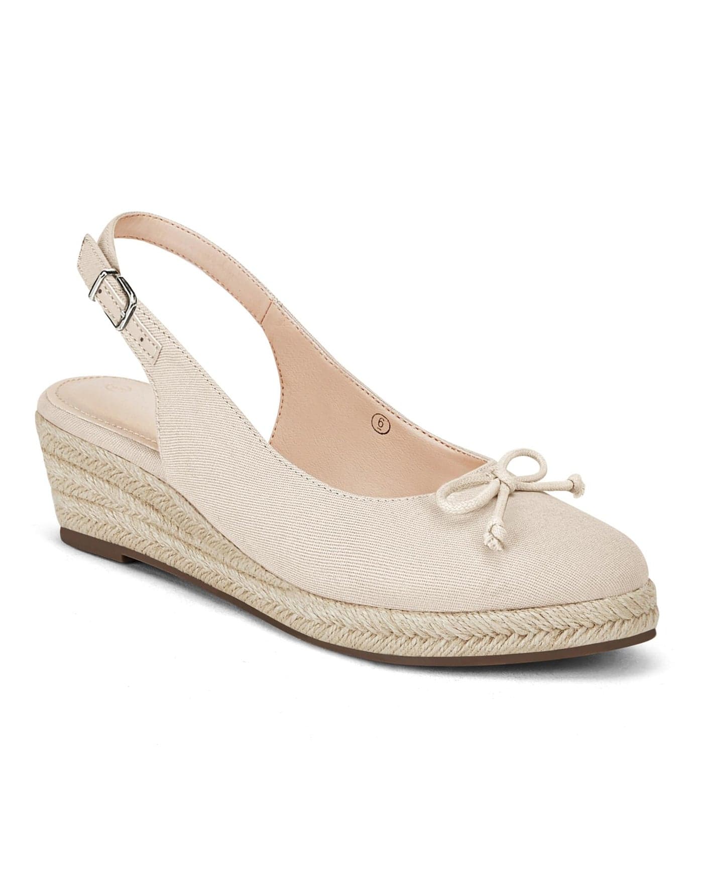 Coutgo Womens Closed Toe Espadrilles Wedges Shoes Platform Slingback Mid Low Heel Canvas Bow Dress Sandals Beige Size 65