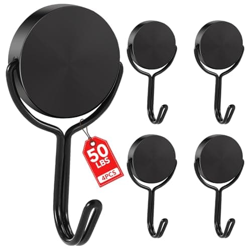 Buelkmag Magnetic Hooks 50LBS 2026 Cruise Ship Essentials Heavy Duty Magnet Hook for Cruise Cabins Strong Swivel Magnets with Hook for Hanging Refrigerator Classroom Home Kitchen Grill 4 Pack-Black