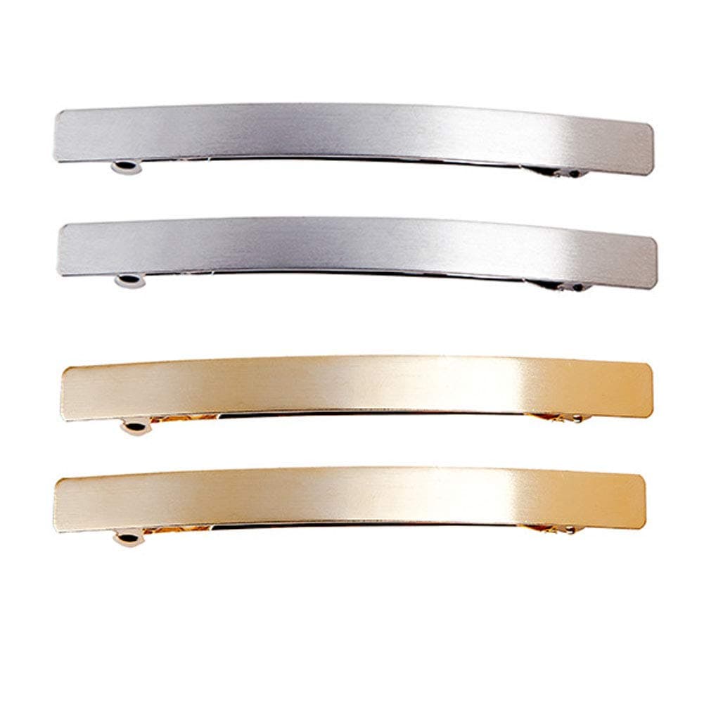 4Pcs 4 Metal Hair Clip Metal Hair Pins French Styles Hair Barrettes Spring Hair Clips Hair Accessories for Girls Women Ladies Gold and Silver Each 2Pcs