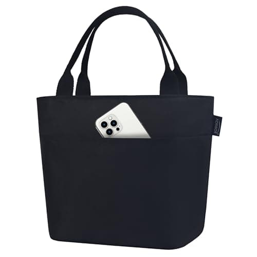 Aosbos Lunch Bag Lunch Box for Women Lunch Tote Bag Insulated Lunch Cooler Bag Thermal LunchBox Adult Bolsa Termica Almuerzo Lonchera Black