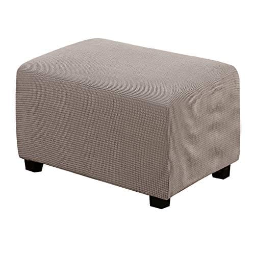H.VERSAILTEX Ottoman Cover Slipcover Rectangle Fit Length 29"-34" Footrest Sofa Slipcovers Stool Cover Footstool Protector Covers Feature Stretch Thick Soft Jacquard Fabric Removable Washable - Taupe