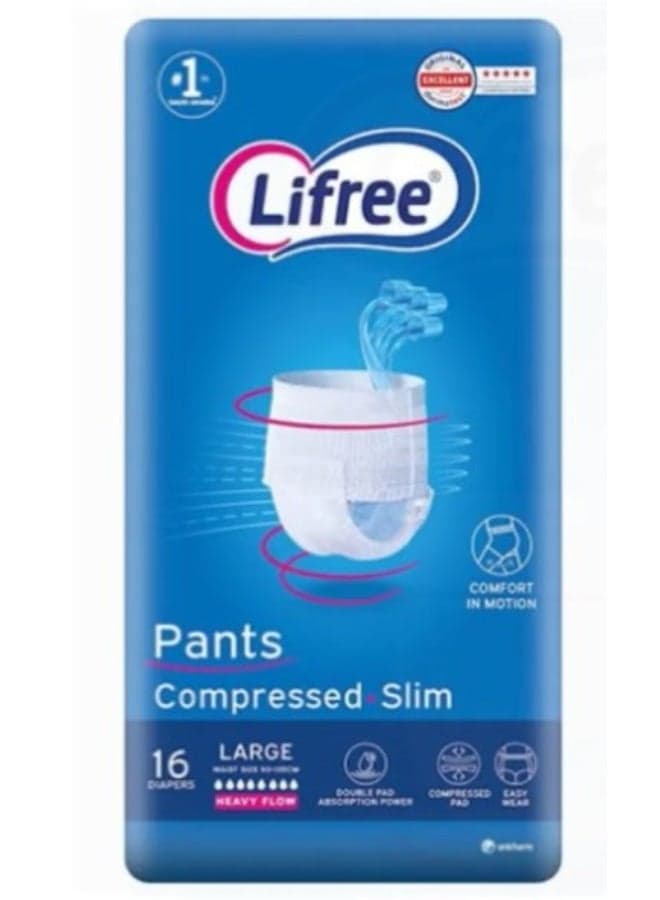 Lifree Adult Diapers Cullote Slim Pants Large - 16 Pac