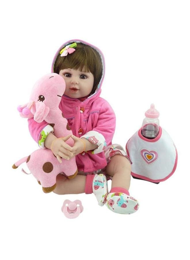 Realistic Reborn Lifelike Toddler Baby With Giraffe Plush Toy Set For Children 49x14x20cm