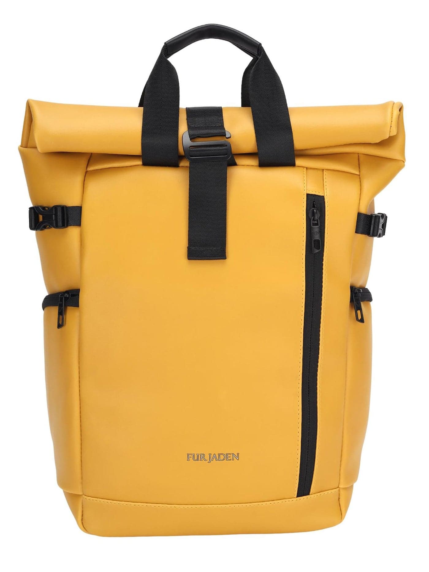 FUR JADEN 22L Vegan Leather Stylish Travel Premium Laptop Backpack for Men & Women | Water-Resistant | Fits Upto 15.6 Inch Laptop | Ideal for Office, College, Work & Travel (Yellow)