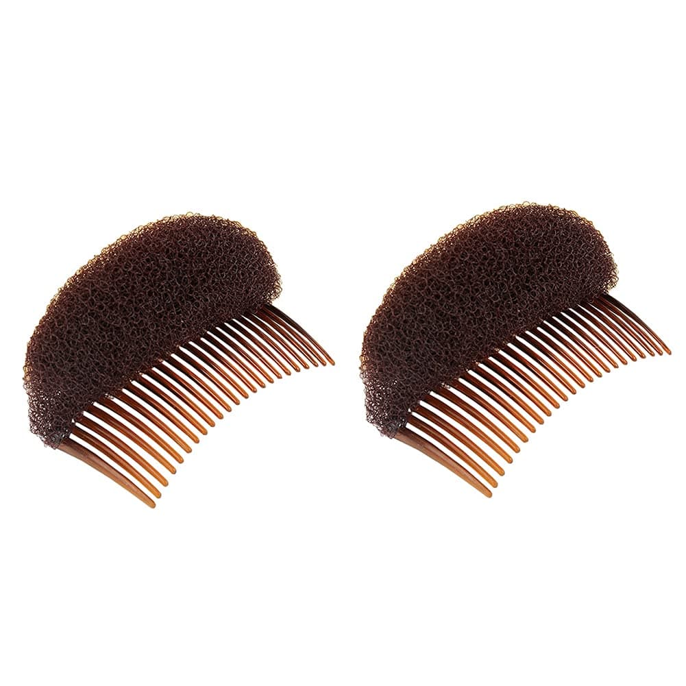 QUUPY 2PCS Hair Decoration Comb Sponge Foam Hair Bump it up Volume Insert Hair Base Styling Accessories Back Do Beehive hair styler ToolBrown