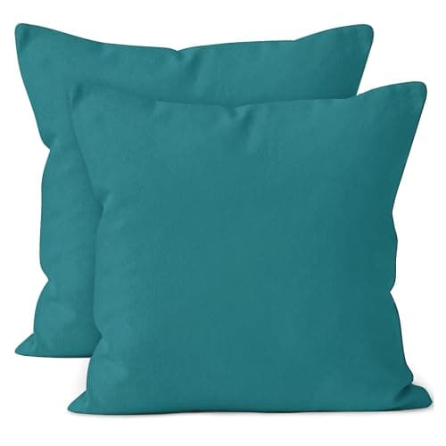 Encasa XO Throw Pillow Covers 16x16 in Set of 2 Ice Blue | No Inserts | Cotton Pillow Covers for Living Room, Bed, Sofa, Couch | Decorative Cushion Covers with Improved Zipper