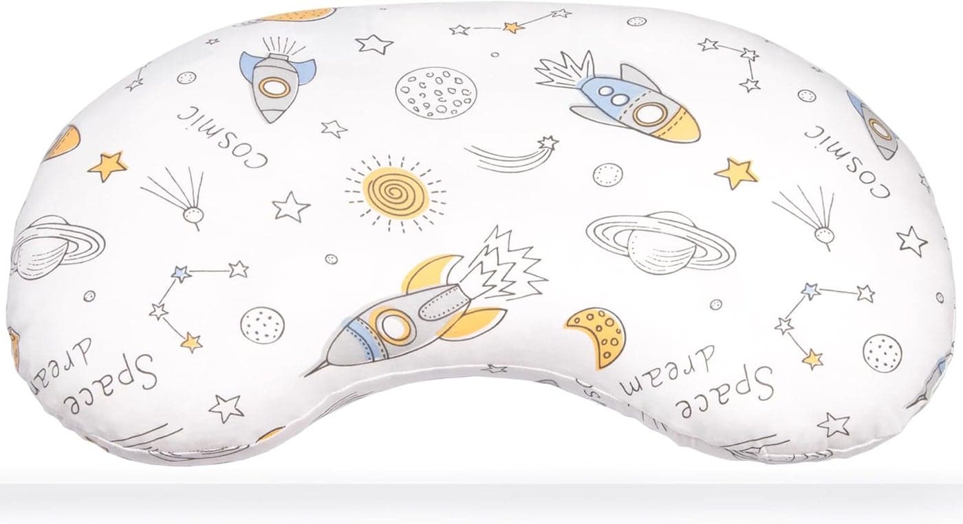 BYRIVER 12x22 Toddler Sleeping Pillow with Cotton Pillowcase Ergonomic Bed Pillow for Kids Boy Girls Small Pillow for Daycare Preschool Nap Time Gifts for Children Ages 38 Spaceship