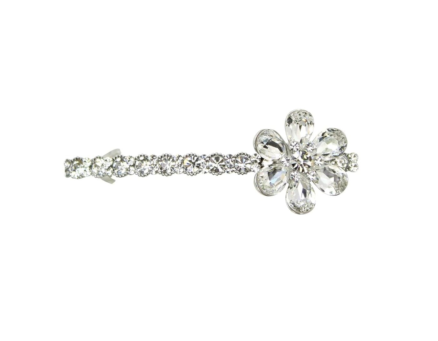 Faship Gorgeous Clear Rhinestone Crystal Floral Hair Barrette Clip