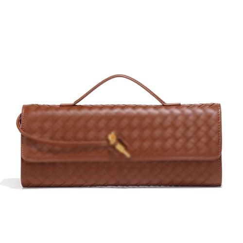 JYG Handbag for Women Fashion Evening Shoulder Bag PU Leather Handmade Clutch Purse Brown Casual Crossbody Bags 2025