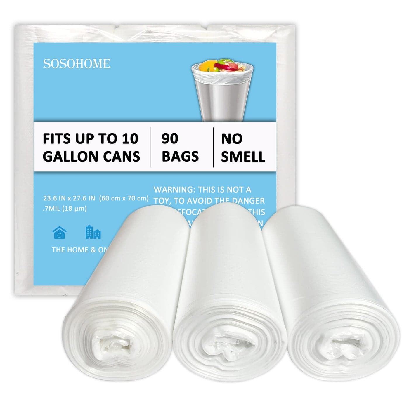 10 Gallon Trash Bags 18 Micron Ultra Thick Strong Clear Medium Size Garbage Bin Liners for Office Kitchen Fit 810 Gallon 90 Count