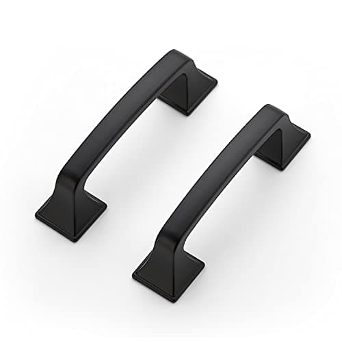 Ravinte 25 Pack Solid 3" Square Foot Arch Pulls Kitchen Cabinet Handles Matte Black Drawer Pulls Kitchen Cabinet Hardware for Cupboard Handles